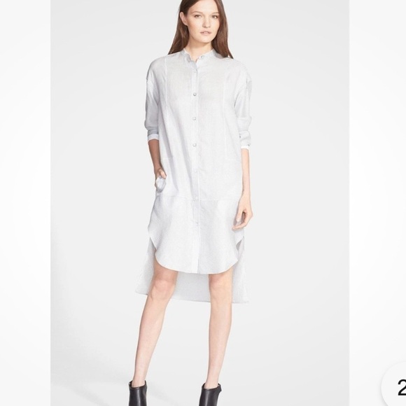 Rag & bone Women’s Manon Stripe Silk Cotton Hi LoLong Shirt Tunic Size XS